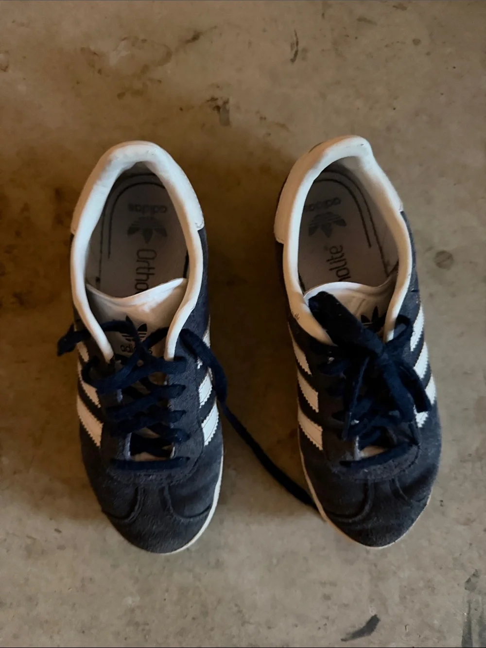 adidas girl’s Navy and White Suede Samba Sneakers